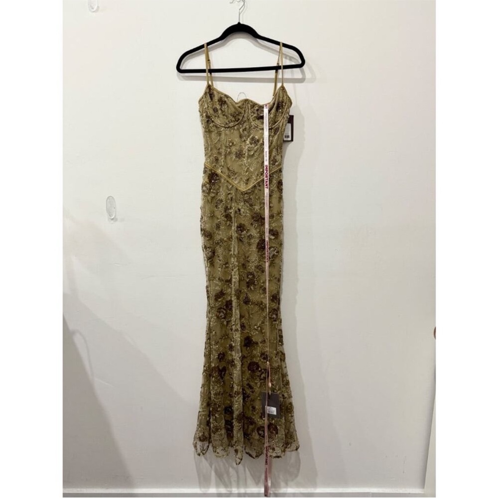 House of CB Naima Olive Bronze Hand Beaded Embellished Corset Maxi Dress NWOT - Picture 9 of 13